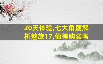 20天体验,七大角度解析魅族17,值得购买吗