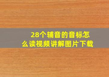 28个辅音的音标怎么读视频讲解图片下载