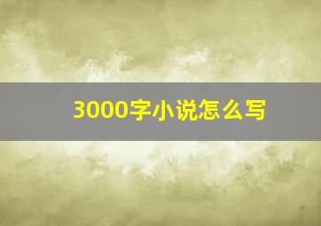 3000字小说怎么写