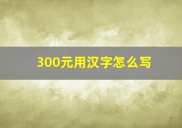 300元用汉字怎么写