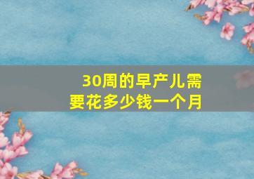 30周的早产儿需要花多少钱一个月