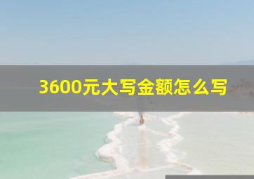 3600元大写金额怎么写