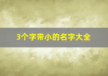 3个字带小的名字大全