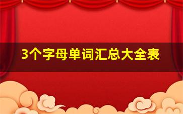 3个字母单词汇总大全表