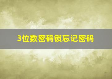 3位数密码锁忘记密码