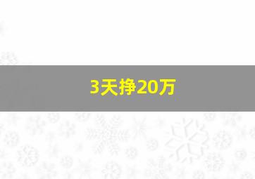 3天挣20万