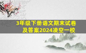 3年级下册语文期末试卷及答案2024凌空一校