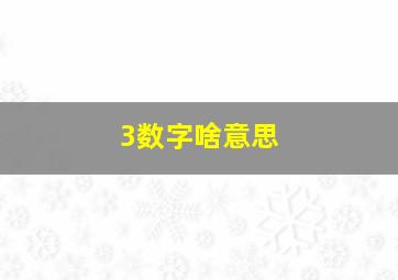 3数字啥意思