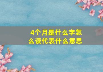 4个月是什么字怎么读代表什么意思