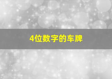 4位数字的车牌