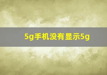 5g手机没有显示5g