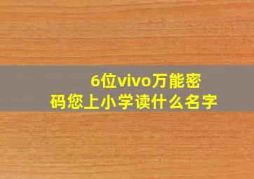 6位vivo万能密码您上小学读什么名字