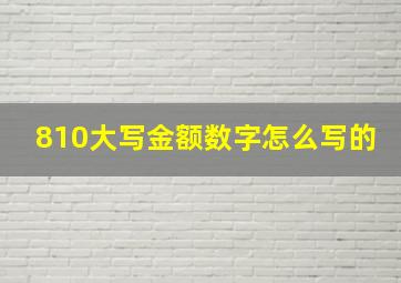 810大写金额数字怎么写的