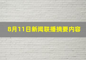 8月11日新闻联播摘要内容