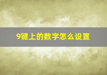 9键上的数字怎么设置