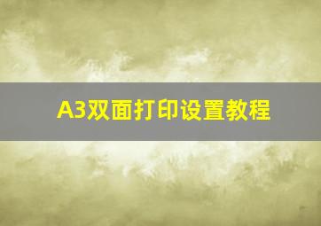 A3双面打印设置教程