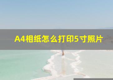 A4相纸怎么打印5寸照片