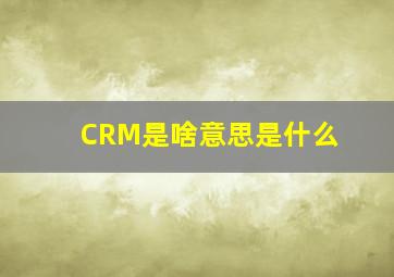 CRM是啥意思是什么