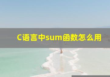 C语言中sum函数怎么用