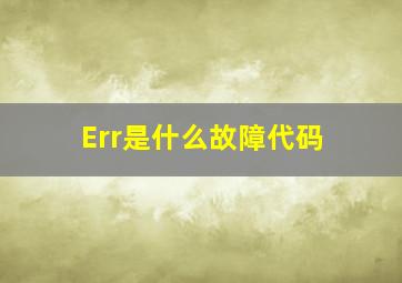 Err是什么故障代码