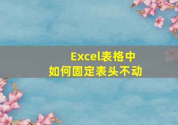 Excel表格中如何固定表头不动