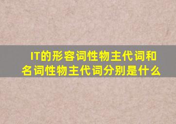 IT的形容词性物主代词和名词性物主代词分别是什么