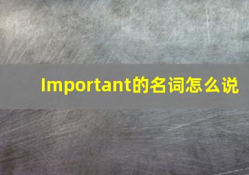 Important的名词怎么说