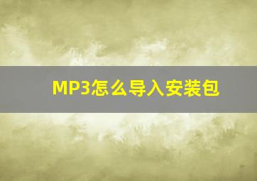 MP3怎么导入安装包