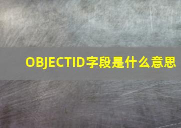 OBJECTID字段是什么意思