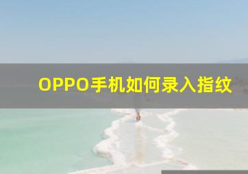 OPPO手机如何录入指纹