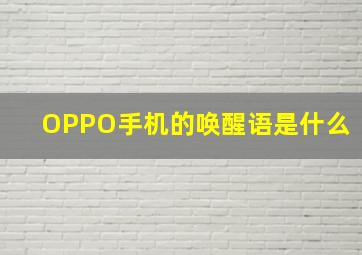 OPPO手机的唤醒语是什么