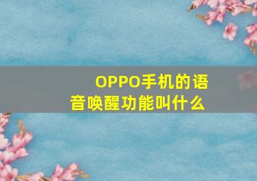 OPPO手机的语音唤醒功能叫什么