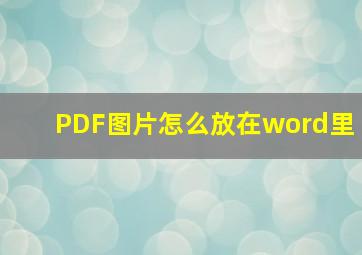 PDF图片怎么放在word里