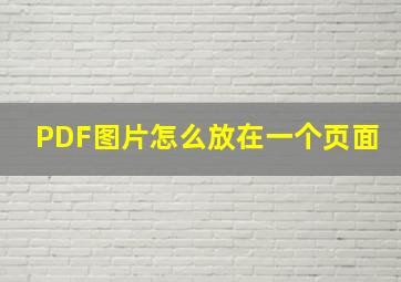 PDF图片怎么放在一个页面