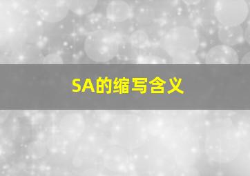 SA的缩写含义