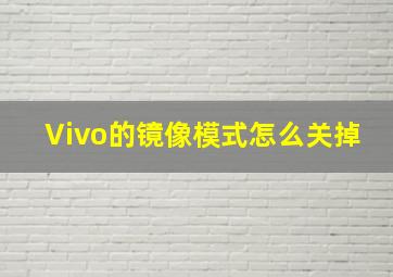 Vivo的镜像模式怎么关掉