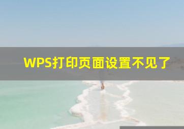 WPS打印页面设置不见了