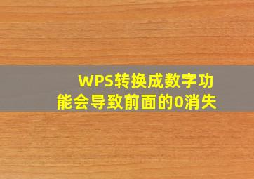 WPS转换成数字功能会导致前面的0消失