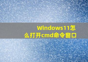 Windows11怎么打开cmd命令窗口