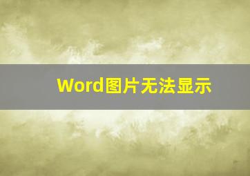 Word图片无法显示