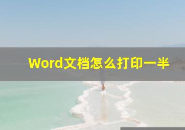 Word文档怎么打印一半