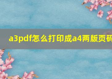 a3pdf怎么打印成a4两版页码