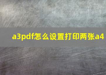 a3pdf怎么设置打印两张a4