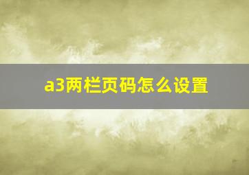 a3两栏页码怎么设置