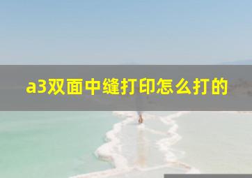 a3双面中缝打印怎么打的