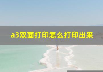 a3双面打印怎么打印出来