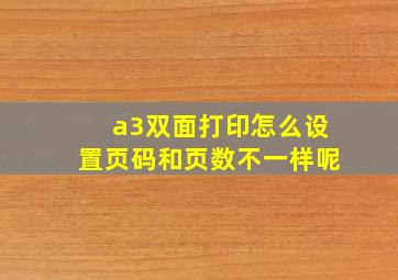 a3双面打印怎么设置页码和页数不一样呢