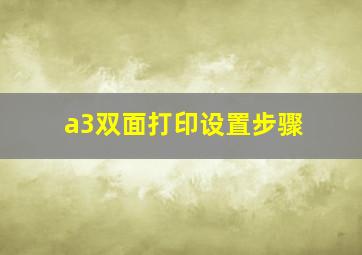 a3双面打印设置步骤