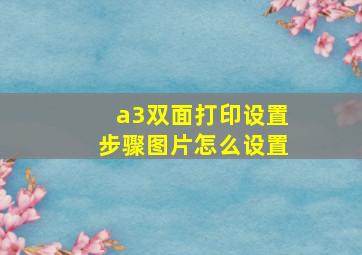 a3双面打印设置步骤图片怎么设置