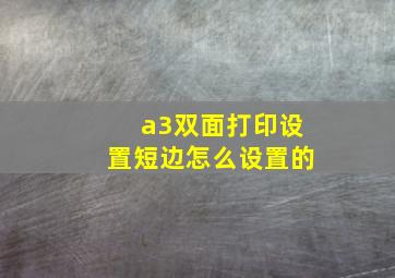 a3双面打印设置短边怎么设置的